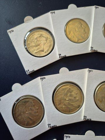 Belgique. 20 Belgische munten in zilver, 1911 - 1999