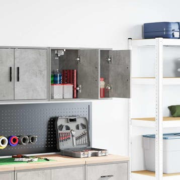 vidaXL Garagewandkasten 2 st bewerkt hout betongrijs, Verzenden