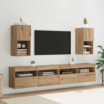 vidaXL Wandkasten voor tv 2 pcs Artisan Eiken Bewerkt hout, Verzenden