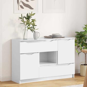 vidaXL Dressoir Hoogglans wit 100 x 30 x 65,6 Bewerkt hout, Verzenden, Nieuw