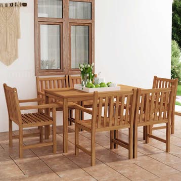 vidaXL 7-delige tuinset 140x80 cm massief teakhout, Verzenden, Nieuw, Tuinset