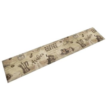 vidaXL Keukenmat wasbaar koffieprint 60x300 cm fluweel bruin, Verzenden, Nieuw