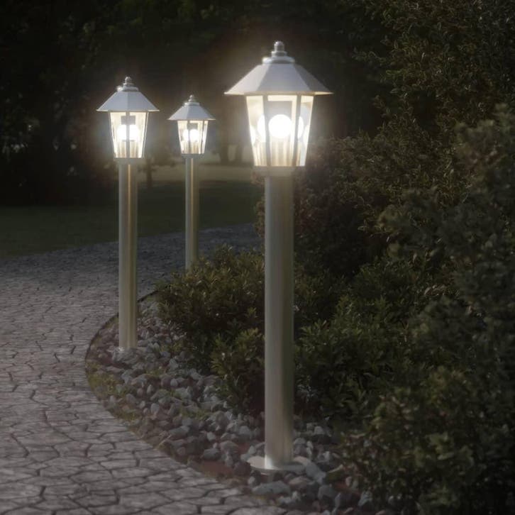 vidaXL Buitenvloerlamp 80 cm roestvrijstaal zilverkleurig, Tuin en Terras, Buitenverlichting, Nieuw, Verzenden