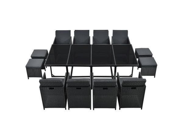 Veiling - Polyrotan eetset - Baracoa XXl - 13-delig - Zwart, Tuin en Terras, Tuinsets en Loungesets, Nieuw