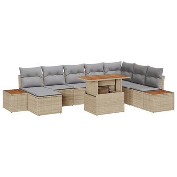 vidaXL Tuinbank Set 9 st Beige en Grijs, Verzenden, Nieuw
