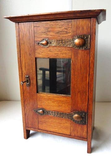 Pijpenkast - Antiek pijpenkabinet - Hout, Glas, Messing -