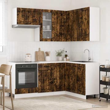 vidaXL Keukenblok LUCCA 8 st Gerookt eiken Bewerkt hout, Verzenden, Nieuw