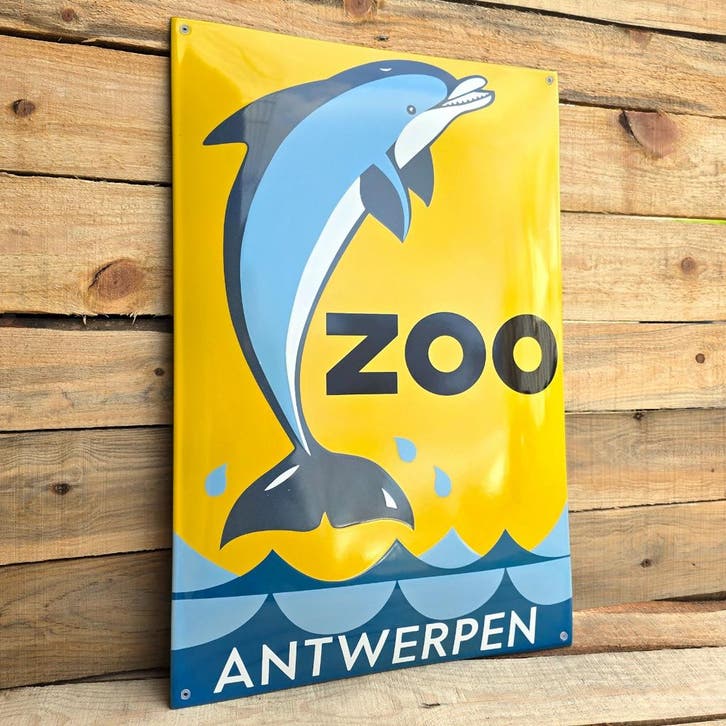 Reclamebord Zoo Antwerpen – Dolfijn, Collections, Marques & Objets publicitaires, Envoi