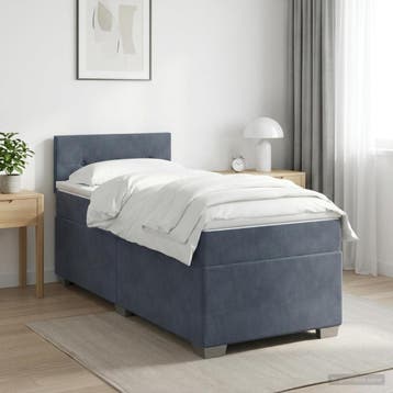 vidaXL Boxspringbed met matras en LED Donkergrijs 90 x 200, Verzenden