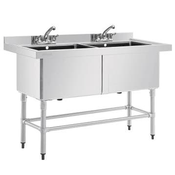 Spoeltafel | RVS | 2 Grote Spoelbakken | Achteropstand |, Verzenden, Nieuw in verpakking