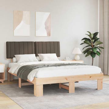 vidaXL Bedframe met Gevoerde Hoofdbord Taupe 160 x 200 cm, Verzenden, Nieuw