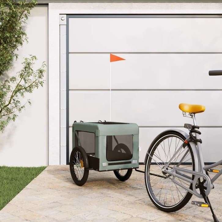 vidaXL Hondenfietstrailer oxfordstof en ijzer grijs en zwart, Dieren en Toebehoren, Overige Dieren-accessoires, Nieuw, Verzenden