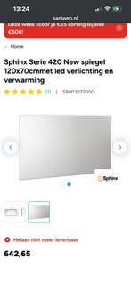 Badkamerspiegel Geberit/Sphinx 120 cm en 140 cm UITVERKOOP!, Ophalen, Nieuw