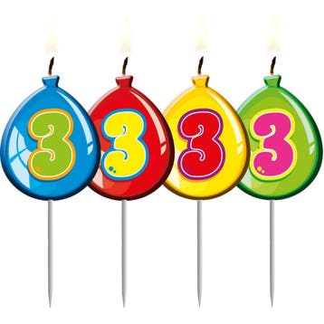 Kaars 3 Jaar Ballon 8cm, Verzenden