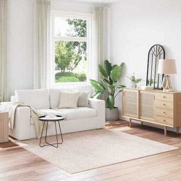 vidaXL Antislip Shaggy Tapijt Crèmekleurig 200 x 200 cm PP, Verzenden, Nieuw