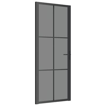 vidaXL Binnendeur 83x201,5 cm ESG-glas en aluminium zwart, Verzenden