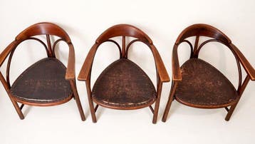 Thonet - Fauteuil (3) - Gebogen houten fauteuil - Beuken -