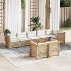 vidaXL 8-delige Loungeset met kussens poly rattan beige, Tuin en Terras, Verzenden, Nieuw, Loungeset