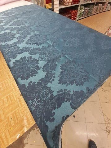 Meubelstof - 270 cm - 280 cm - Barokweefsel marineblauw