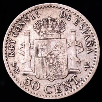 Spanje. Gobierno provisional y Alfonso XIII. 1 Peseta y 50
