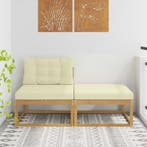 vidaXL 2 Stuk Buiten Voetenbank Polyester Wit, Verzenden, Nieuw