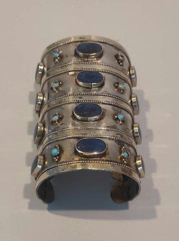 Lapis-lazuli - alliage métallique argenté - Bracelet