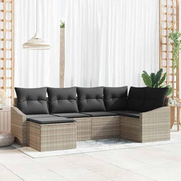 vidaXL Tuin Eettafel Set 6 st Lichtgrijs, Verzenden, Nieuw