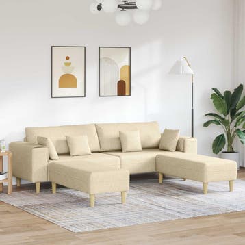 vidaXL bank / zetel 3 st Crème Stof, Verzenden, Nieuw