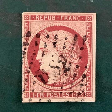 Frankrijk 1849 - 1 Fr Ceres - Yvert 6, Gestempeld