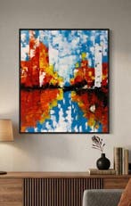 Nguyen Robert (1958) - Lakeview 60 50 cm, Antiquités & Art, Art | Peinture | Moderne