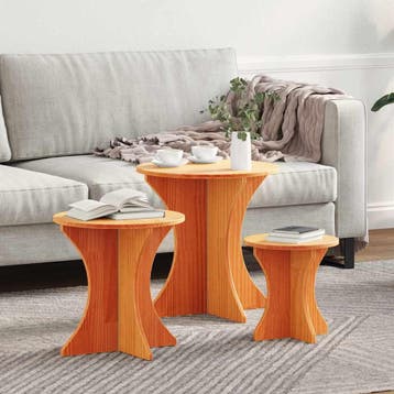 vidaXL Salontafel 3 pcs Wasbruin, Huis en Inrichting, Tafels | Salontafels, Verzenden, Nieuw
