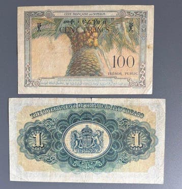 Trinidad en Tobago, Frans Somaliland. - 2 Banknotes -