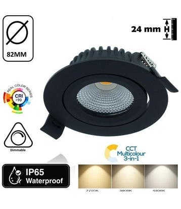 Complete LED Spot Zwart | Dimbaar | Badkamer Geschikt, Nieuw, Led, Plafondspot of Wandspot, Verzenden