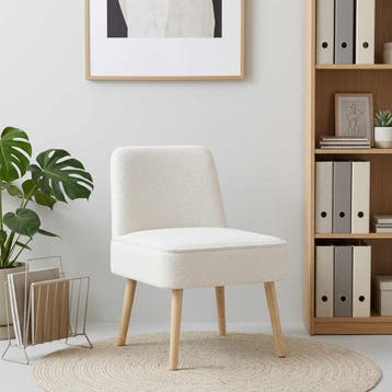 vidaXL Slipperstoel Crèmekleurig Bouclé, Huis en Inrichting, Verzenden, Nieuw