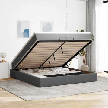 vidaXL Ottoman bed met matrassen 200x200cm stof donkergrijs, Verzenden
