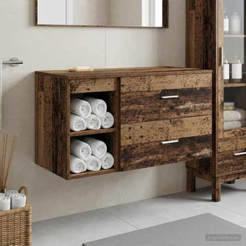 vidaXL Badkamermeubel Set 2 pcs Oud hout Bewerkt hout, Verzenden, Nieuw