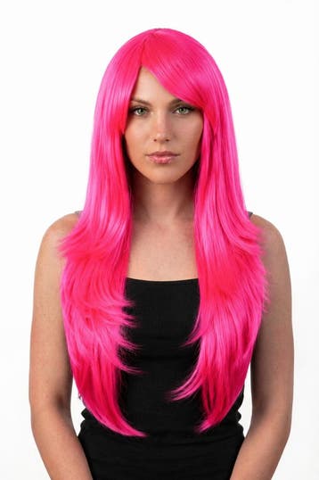 KIMU® Luxe Lange Neon Roze Pruik Roze Unicorn Lang Haarwerk, Kleding | Dames, Ophalen of Verzenden, Nieuw
