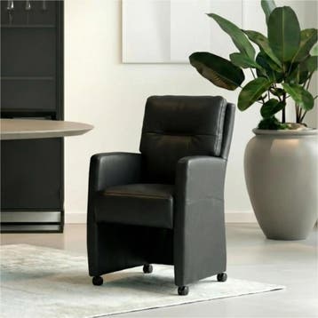 Set van 8 Leren eetkamerstoelen Sharp - Granada Black, Ophalen of Verzenden, Nieuw, Leer