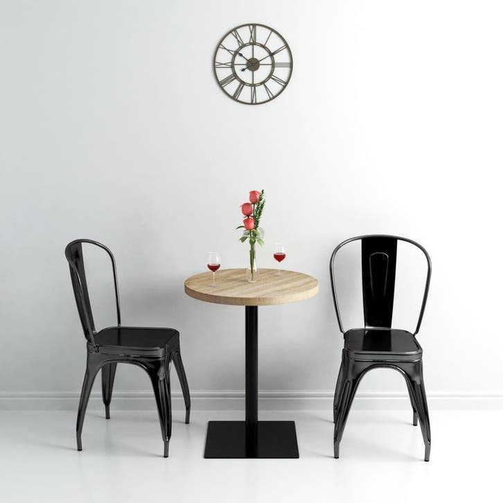 vidaXL Bistrotafel rond 60x75 cm MDF en staal eikenkleur, Huis en Inrichting, Tafels | Eettafels, Nieuw, Verzenden