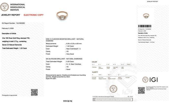 Ring - 18 karaat Roségoud - 1.22ct. tw. Diamant (Natuurlijk), Bijoux, Sacs & Beauté, Bagues