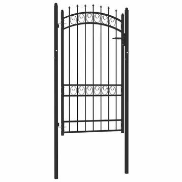 vidaXL Poort met speerpunten 100x175 cm staal zwart, Tuin en Terras, Tuinpoorten, Verzenden, Nieuw