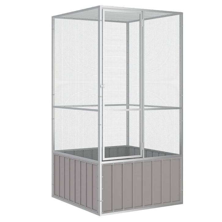 vidaXL Vogelkooi 111x107x211,5 cm gegalvaniseerd staal grijs, Animaux & Accessoires, Oiseaux | Accessoires, Envoi