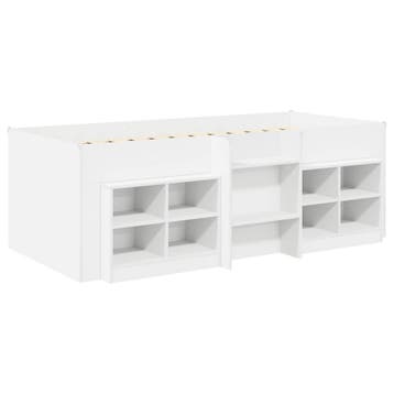 vidaXL Loft Bed Frame met Kast met plank 3 st Wit Bewerkt, Verzenden, Nieuw