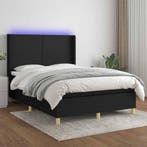 vidaXL Boxspring met matras en LED stof zwart 140x200 cm, Verzenden