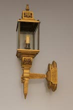 Fonderia FBAI - Applique murale - Bronze doré - Lanterne, Antiquités & Art