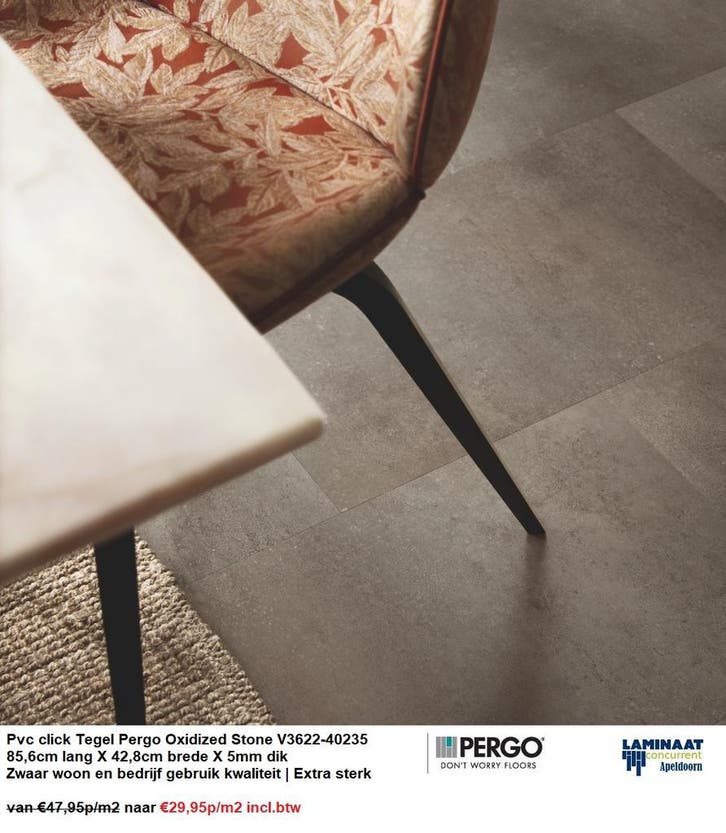 Grote Pvc click Tegel Oxidized Stone 85,6cm X 42,8cm X 5mm, Maison & Meubles, Ameublement | Revêtements de sol