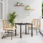 vidaXL Tuin Eettafel Set 3 pcs Bruin poly rattan, Tuin en Terras, Verzenden, Nieuw