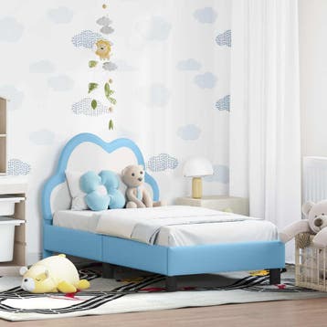 vidaXL Peuterbedframe met hoofdboard Blauw 70 x 140 cm PU, Verzenden, Nieuw