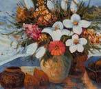 Scuola inglese (XX) - Interior with Floral Still Life