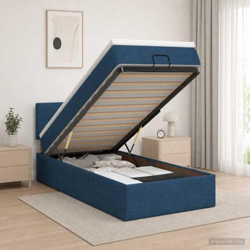 vidaXL Ottoman bed met matras met hoofdeinde Blauw 100 x 200, Maison & Meubles, Chambre à coucher | Lits, Verzenden